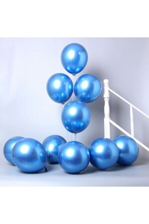 Mavi Krom Balon (AYNALI BALON) 10 Adet - 4