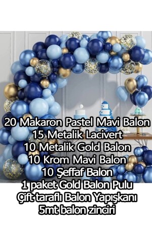 Mavi Lacivert 65li Balon Zinciri Süsleme Seti 5 Renkli Sünnet- 1 Yaş- Mevlid - 4