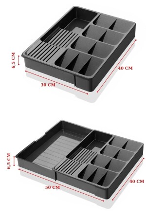 Maxi Ayarlanabilir Kayar Kızaklı Çekmece Içi Bıçaklık & Kaşıklık Antrasit - 6