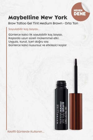 Maybelline Brow Tattoo Gel-Tönung Mittelbraun - 4