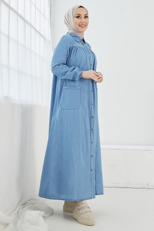 Mayra Robe Denim-Kleid mit Taschen – Hellblau MS00IN0922 - 4