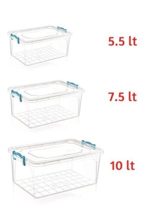 Mehrzweck-Aufbewahrungsbox für Lebensmittel mit Deckel 5. 5lt+7. 2lt+10lt Set mit 3 Proviant8 - 4