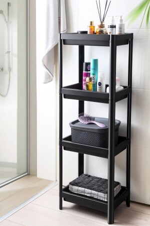 Mehrzweckregal 4 Ebenen Küche Badezimmer Organizer Organizer Vesken Schwarz OMS4RAFSYH - 2