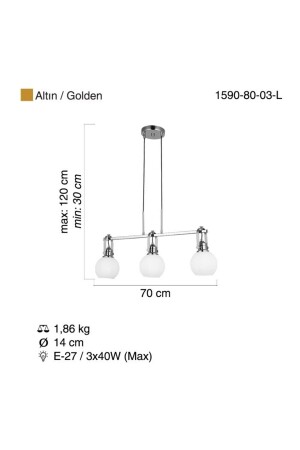 Meldola 3 Lu Sıralı Altın Avize 3xe27 1080 - 6