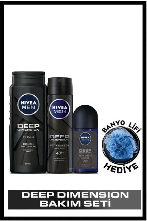 Men Deep Dimension Duş Jeli 500 ml Sprey Deodorant 150 ml Roll-on Deodorant 50 ml  banyo - 2