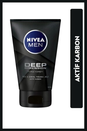 Men Deep Dimension Gesichts- und Bartreinigungsgel 100 ml, reinigende Wirkung mit Aktivkohlegehalt 81032 - 1