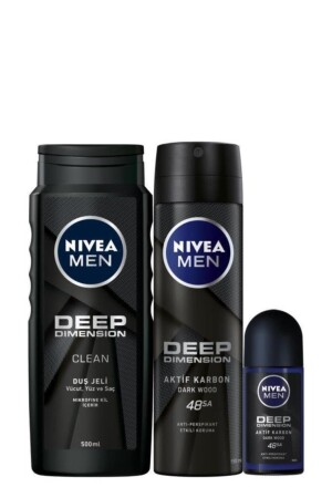 Men Deep Dimension Herren-Körperpflegeset – Duschgel 500 ml – Deodorant 150 ml – Roll-on 50 ml - 1