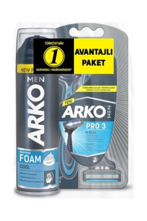 Men T3 Pro 3 Bıçaklı Tıraş Bıçağı 3'lü & Cool Tıraş Köpüğü 200 ml Avantaj Paketi - 2