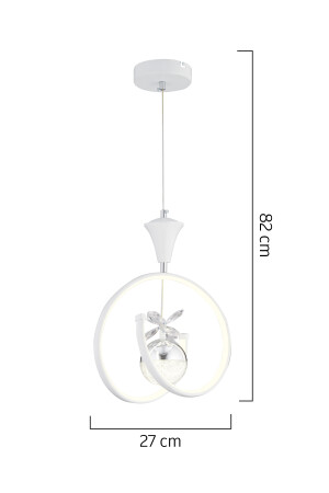 Mengü Single White Chrome 3 Farben 30 Watt LED Modernes Wohnzimmer, Flur, Halle Led-Kronleuchter 4001-01-WH-CH - 7