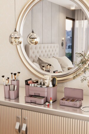 Mercan Mehrzweck-Make-up-Box und Schmuck-Organizer-Set. Mercan Organizer-Set in Roségold - 1