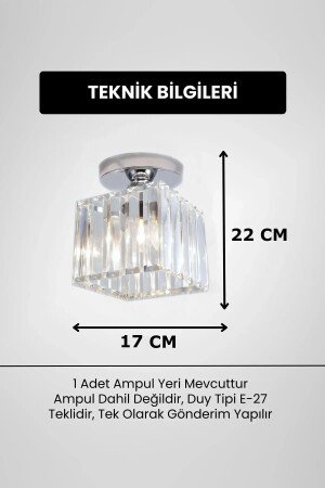 Meriva Model Modern Luxury Plafonyer Oda Hol Antre Koridor Salon Krom Kare Kristal Taşlı Avize - 4