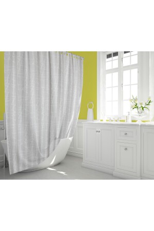 Mermer Desen Banyo Perdesi Polyester Kumaş C Halkalı Duş Perdesi Yerli Üretim Banyo Küvet Perdeleri - 4