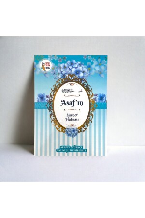 Merve Publishing House Geschenk, blaues Mevlüt-Set mit Blumenmotiv, Yasin Juzu-Gebetsperlen, 10 Stück - 4