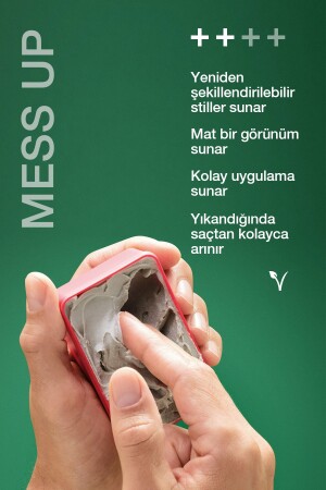 Mess Up Mat Şekillendirici Gum Macun 100ml Orta Tutuş Mat Görünüm Kolay Şekil Esnek Wax - 5