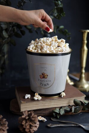 Metal Popcorn Kutusu - Patlamış Mısır Kovası 13.5 Cm, Azura Er149-3o ER149 - 1