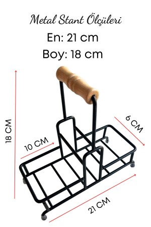 Metal Standlı Siyah Begonya Çamaşır Suyu ve Sıvı Sabunluk Banyo Seti-Sünger Hediyeli - 5