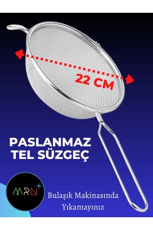 Metal Süzgeç 22 cm Tel Süzgeç Paslanmaz Süzgeç P878S3104 - 2