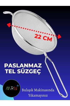 Metal Süzgeç 22 cm Tel Süzgeç Paslanmaz Süzgeç P878S3104 - 4