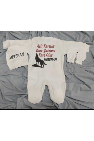 Metehan Named Baby Strampler Weißes Strampler-Set für Jungen, Krankenhaus-Entlassungsset 234987077967 - 4