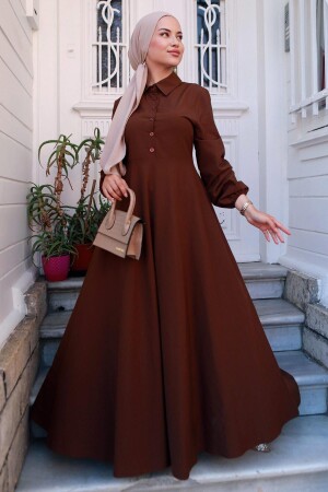 Mevlana-Kleid mit Gürtel, Braun HM2105 - 1