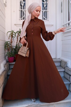 Mevlana-Kleid mit Gürtel, Braun HM2105 - 3