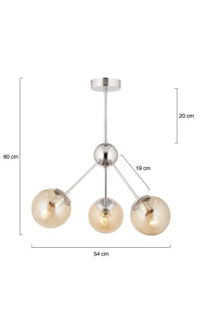 Meyo 3-teiliger Chrom-Honigglas-Kronleuchter für modernes Jugendzimmer, Schlafzimmer, Wohnzimmer, 3546-03-CH - 9