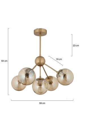 Meyo 5-teiliger Kronleuchter aus antikem Honigglas, modern, für junges Zimmer, Schlafzimmer, Wohnzimmer, 3546-05-FR - 7