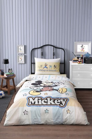 Mickey Mouse Star Single Disney lizenziertes elastisches Spannbettlaken Kinder-Bettbezug-Set MOUSE STAR GELB - 2