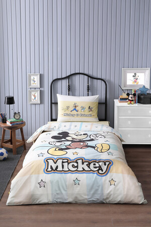 Mickey Mouse Star Single Disney lizenziertes elastisches Spannbettlaken Kinder-Bettbezug-Set MOUSE STAR GELB - 3