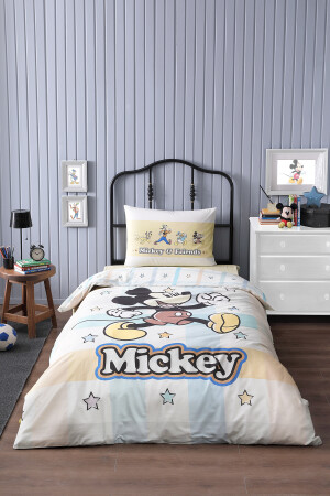 Mickey Mouse Star Single Disney lizenziertes elastisches Spannbettlaken Kinder-Bettbezug-Set MOUSE STAR GELB - 4