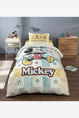 Mickey Mouse Star Tek Kişilik Disney Lisanslı Lastikli Fitted Çarşaf Kapitone Çocuk Nevresim PR-EVTEKSTILI-55475901327 - 6