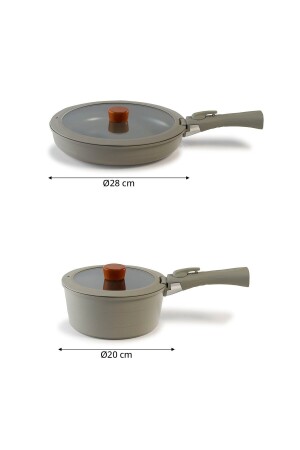 Midas Grau (9 Teile & 6 Teile) 15-teiliges ineinandergreifendes Töpfe- und Pfannenset mit abnehmbarem Griff MIDAS - 5