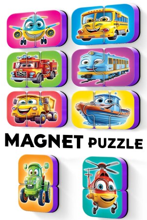 Mıknatıslı Bebek Yapbozu Araçlar Magnet Puzzle - 3