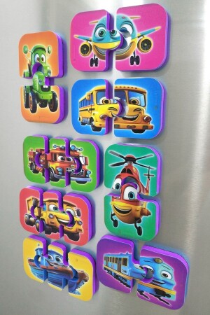 Mıknatıslı Bebek Yapbozu Araçlar Magnet Puzzle - 5