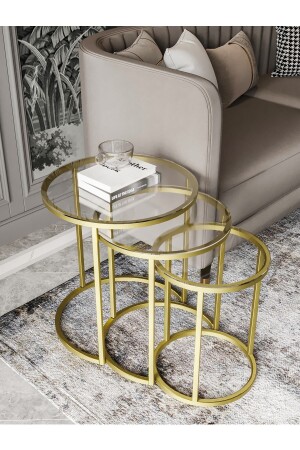 Milas Gold Nesting Couchtisch – Transparentes Glas DKp3830 - 2