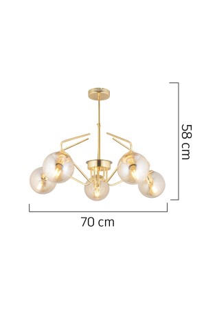 Mildred 5'li Gold Bal Camlı Modern Sarkıt Genç Odası Mutfak Yatak Odası Salon Sarkıt Avize 3953-05-GD - 6