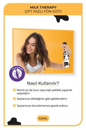 Milk Therapy Çift Fazlı Saç Bakım Fön Suyu 400 ml - Saç Dökülmesi Önleyici- Besleyici- Koruyucu Etki - 5