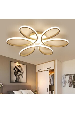 Minel Dekor Papatya Gold Led 50cm- Tavan Lambası- Modern Aydınlatma- Dekoratif Şık Avize - 4