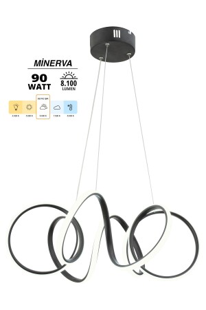 Minerva Schwarze moderne Pendelleuchte, weißes Licht, Wohnzimmer, Küche, LED-Kronleuchter - 4