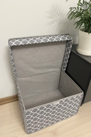 Mini Çok Amaçlı Saklama Kutusu-kutu Hurç-kutu-organizer-oyuncak Kutusu Gri Zincir Desen 30x40x25 - 3