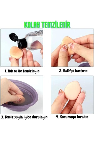 Mini Kozmetik Puf Parmak Yüz Makyaj Sünger Kuru Islak Bez Süngeri Göz Altı Kapatıcı Concealer - 4