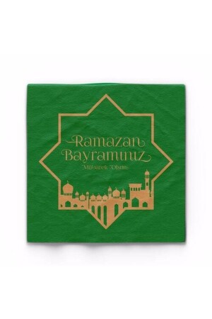 Mini Party Store Vergoldete Serviette Grün Ramadan Bayram Gold 16-teilig - 2