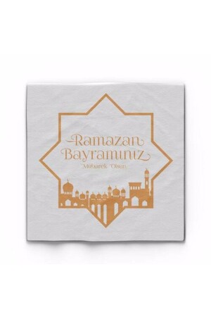 Mini Party Store Vergoldete Serviette Weiß Ramadan Bayram Gold 16-teilig - 2