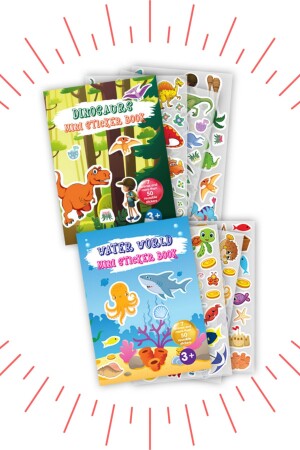 Mini Sticker Book ( 2'li Set) Dinosaurs Ve Water World Tekrar Kullanılabilir Sticker Kitap BON88458852 - 3