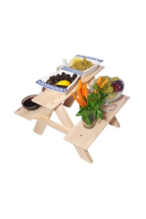 Mini-Tischtablett aus Naturholz, Snack-Frühstückstablett, Präsentationstablett, dekorative Präsentationsschale, Miniatur-Recreation-Tisch, Frühstücksschale - 3