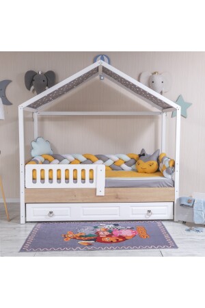 Minibaby Pastel Sarı 4’lü Örgü Montessori Bebek Çocuk Uyku Seti 5295956 - 3