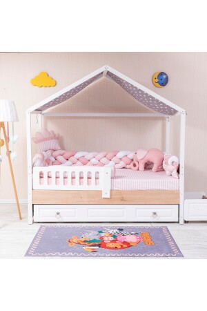 Minibaby Pembe Filli 3’lü Örgü Montessori Bebek Çocuk Uyku Seti 90x190-100x200 - 1