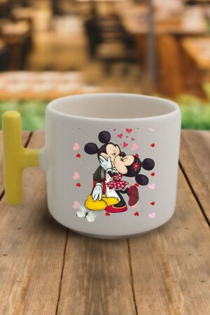 Minie Miki Mouse Sevgililer Günü Tasarımlı Deri Bileklik Zeytin Yapragı Çayı Hediyeli Fincan Modeli - 1