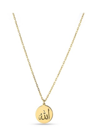 Minimale Allah-Schriftzug-Silberhalskette für Damen, Gold, ohne Stein, MYS7248 - 2