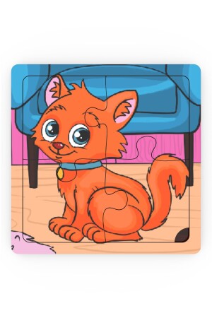 Minıq Toys Ahşap Saskin Kedi Mini Puzzle (4 Parca) - 2